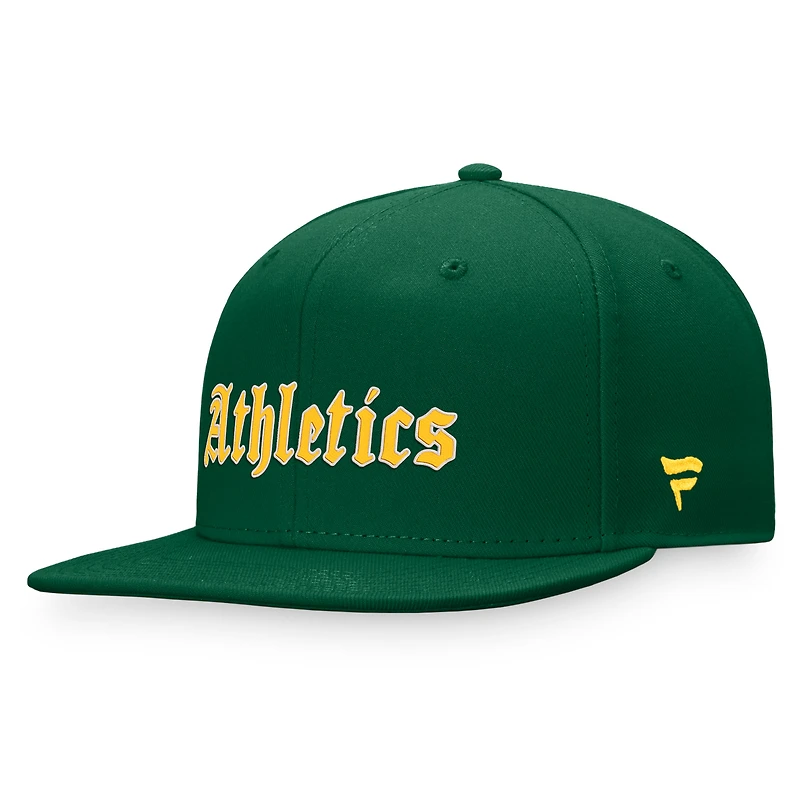Casquette ajustée à inscription gothique verte Oakland Athletics Fanatics pour hommes