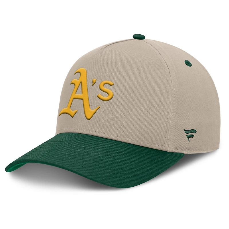 Casquette ajustable Fanatics kaki/vert Oakland Athletics Cooperstown Collection Veteran A-Frame pour homme