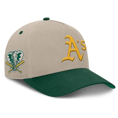 Men's Fanatics Khaki/Green Oakland Athletics Cooperstown Collection Veteran A-Frame Adjustable Hat