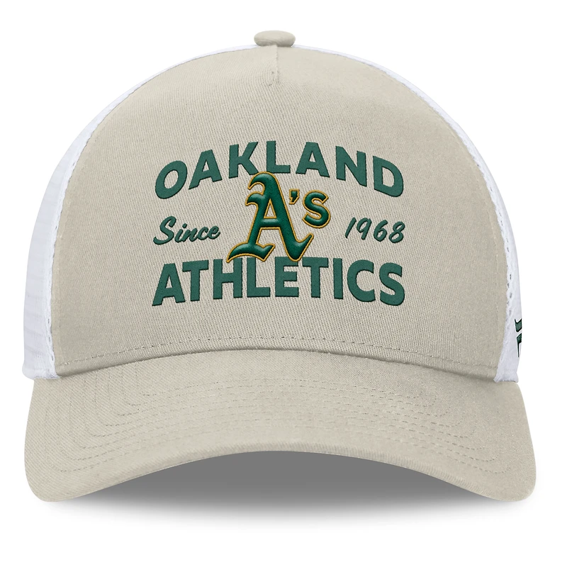 Men's Fanatics Stone Oakland Athletics A-Frame Trucker Adjustable Hat