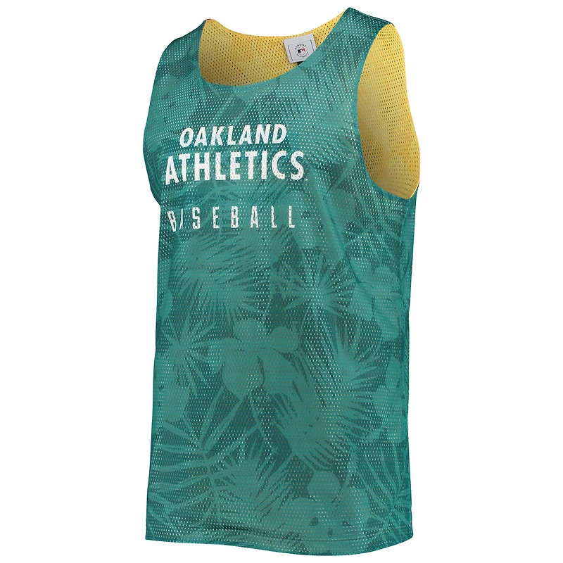 Débardeur réversible en maille à motif floral vert et or Oakland Athletics pour homme (FOCO)