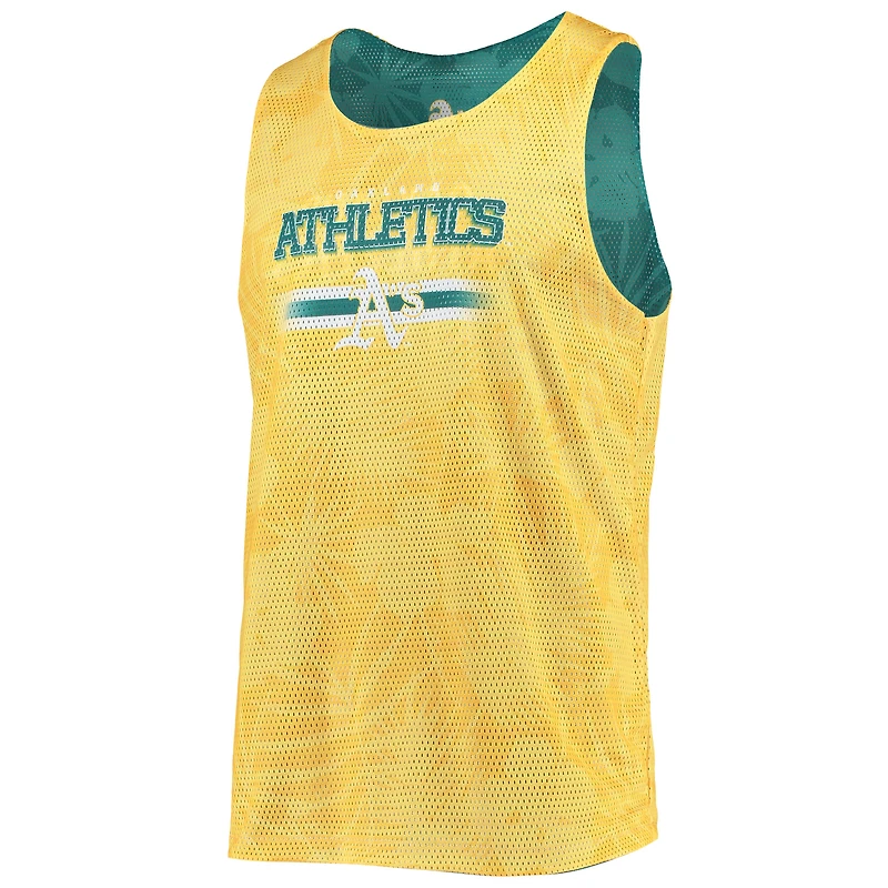 Débardeur réversible en maille à motif floral vert et or Oakland Athletics pour homme (FOCO)