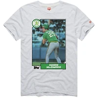 Men's Homage Mark McGwire Ash Oakland Athletics 1987 Topps Baseball Card Player T-Shirt