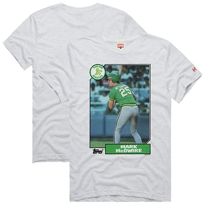 Men's Homage Mark McGwire Ash Oakland Athletics 1987 Topps Baseball Card Player T-Shirt