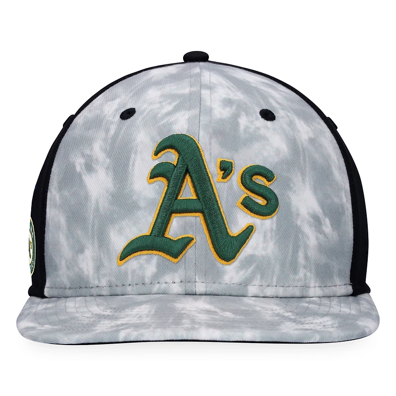 Casquette snapback à imprimé fumée Oakland Athletics Majestic Gray pour homme