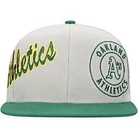 Men's Mitchell & Ness Gray/Green Oakland Athletics Knock Out Panel Snapback Hat