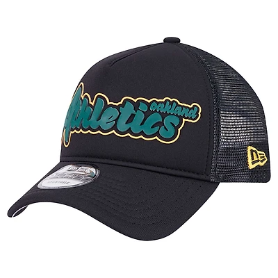 Casquette ajustable Oakland Athletics Retro Bold A-Frame Trucker 9FORTY noire New Era pour homme