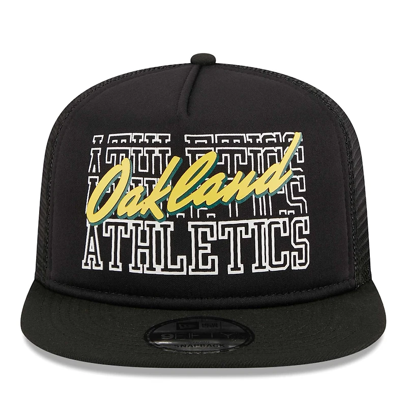 Men's New Era Black Oakland Athletics  Street Team A-Frame Trucker 9FIFTY Snapback Hat