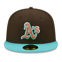 Casquette ajustée Oakland Athletics Walnut Mint 59FIFTY de New Era pour homme, marron/menthe