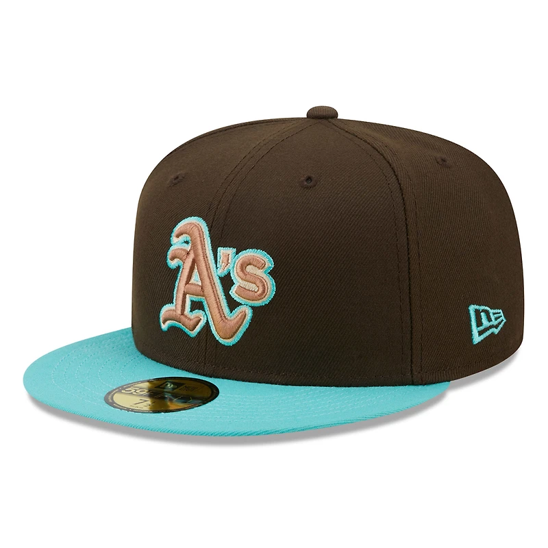 Casquette ajustée Oakland Athletics Walnut Mint 59FIFTY de New Era pour homme, marron/menthe