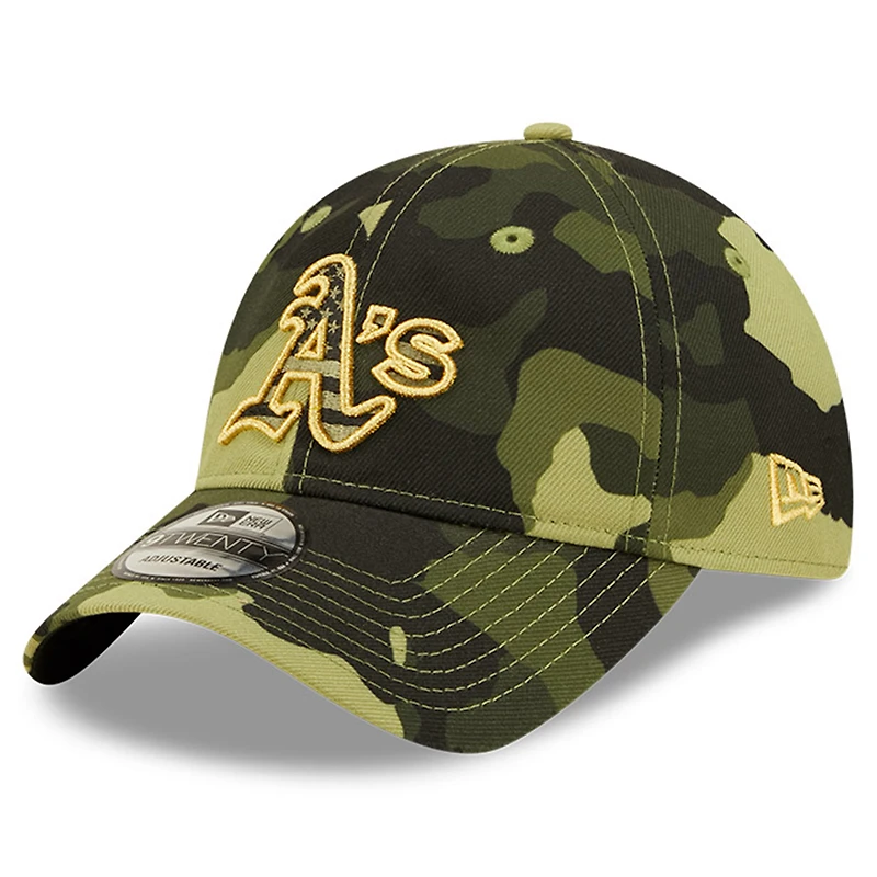 Casquette ajustable 9TWENTY pour homme New Era Camo Oakland Athletics 2022 Armed Forces Day
