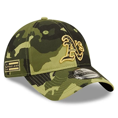 Casquette ajustable 9TWENTY pour homme New Era Camo Oakland Athletics 2022 Armed Forces Day