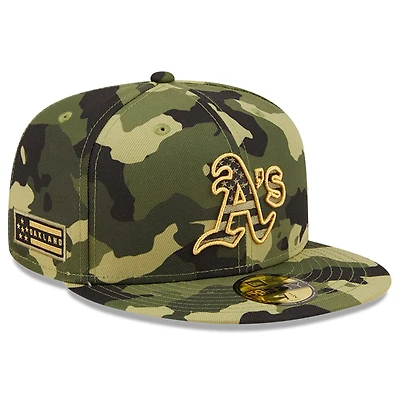 Men's New Era Camo Oakland Athletics 2022 Armed Forces Day On-Field 59FIFTY Fitted Hat