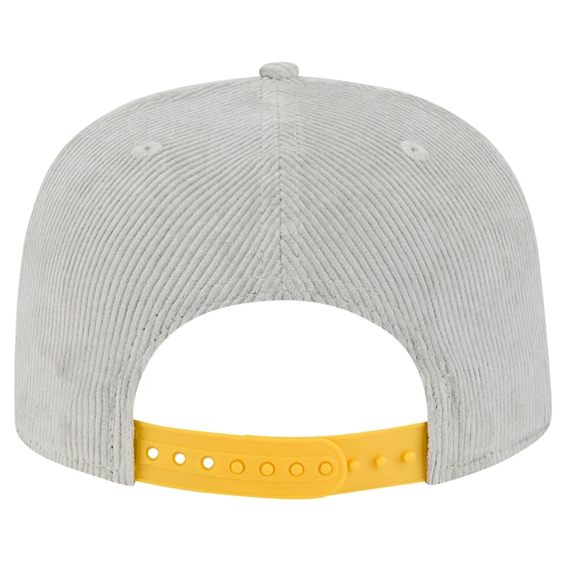 Casquette de golf à visière snapback en velours côtelé gris Oakland Athletics de New Era pour homme