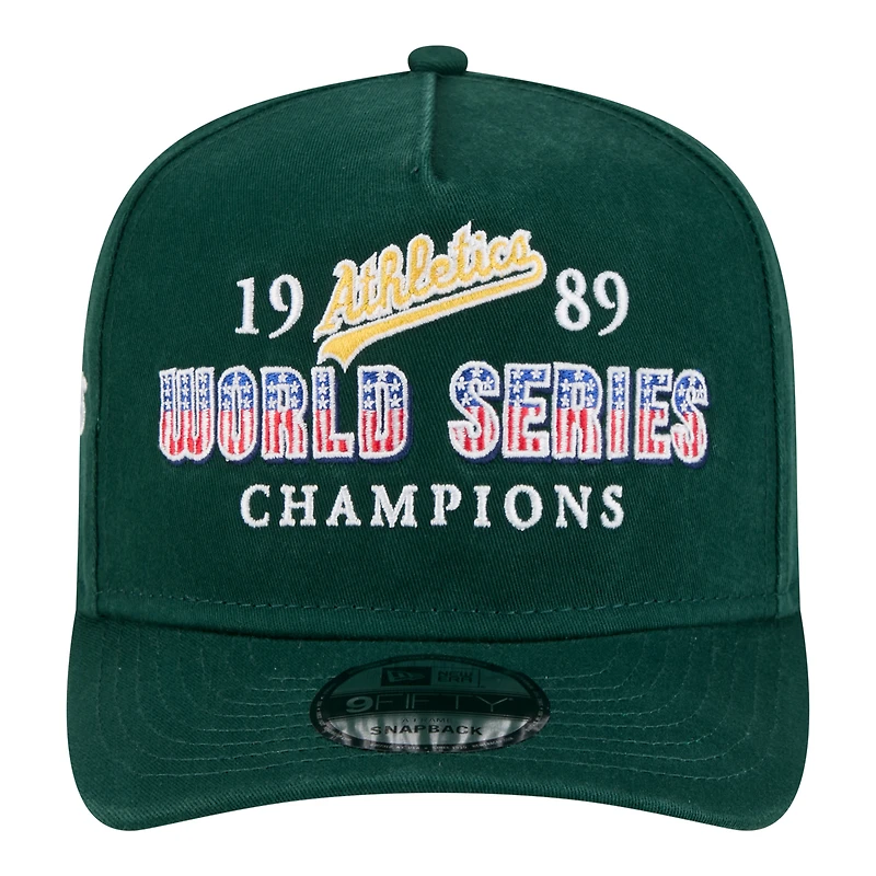 Men's New Era Green Oakland Athletics 1989 World Series Champions Historic 9FIFTY A-Frame Snapback Hat