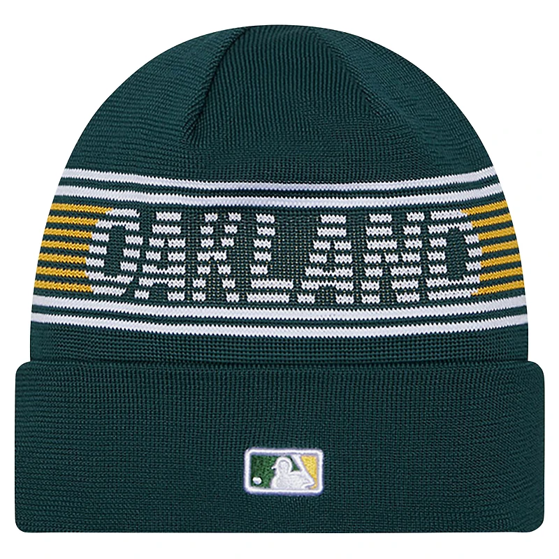 Men's New Era Green Oakland Athletics Authentic Collection Cuffed Knit Hat