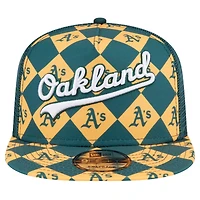 Men's New Era Green Oakland Athletics Seeing Diamonds A-Frame Trucker 9FIFTY Snapback Hat