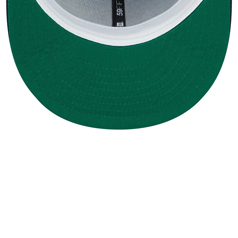 Men's New Era Light Blue/Navy Oakland Athletics Green Undervisor 59FIFTY Fitted Hat