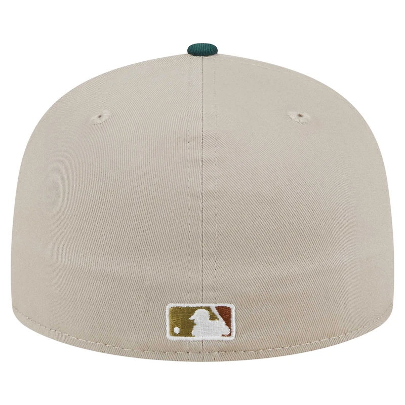 Men's New Era Natural/Hunter Green Oakland Athletics Lifestyle Tree Bark Fill 59FIFTY Fitted Hat