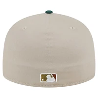 Men's New Era Natural/Hunter Green Oakland Athletics  Lifestyle Tree Bark Fill 59FIFTY Fitted Hat