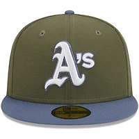 Casquette ajustée 59FIFTY Oakland Athletics olive/bleu New Era pour homme