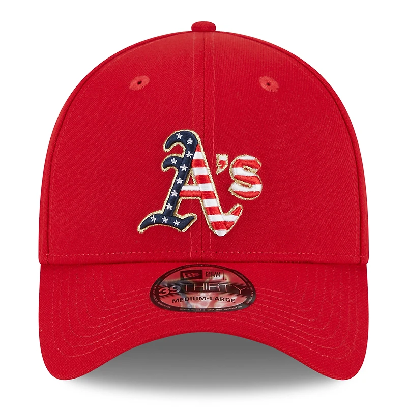 Men's New Era  Red Oakland Athletics 2023 Fourth of July 39THIRTY Flex Fit Hat
