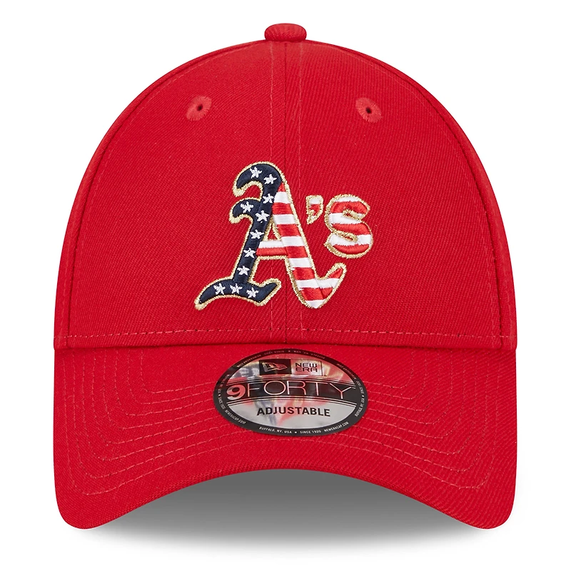 Casquette ajustable 9FORTY rouge Oakland Athletics 2023 du 4 juillet pour homme de New Era