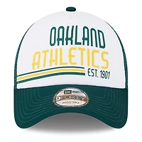 Casquette ajustable 9FORTY Stacked A-Frame Trucker des Oakland Athletics de New Era pour homme, blanche/verte