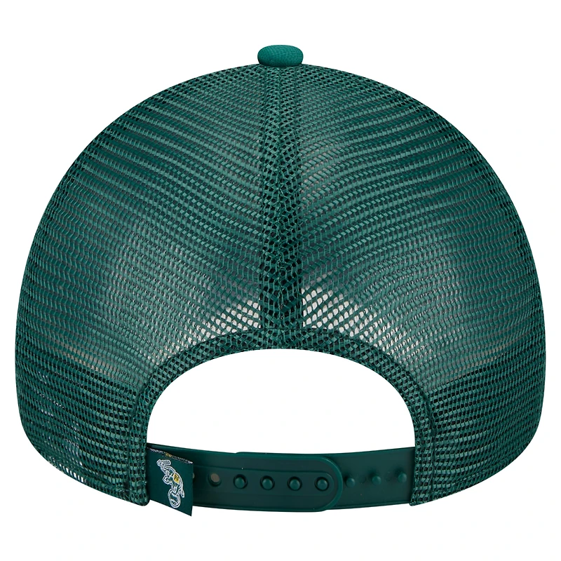 Casquette ajustable New Era 9FORTY blanche/verte Kelly pour homme, collection Cooperstown, Oakland Athletics