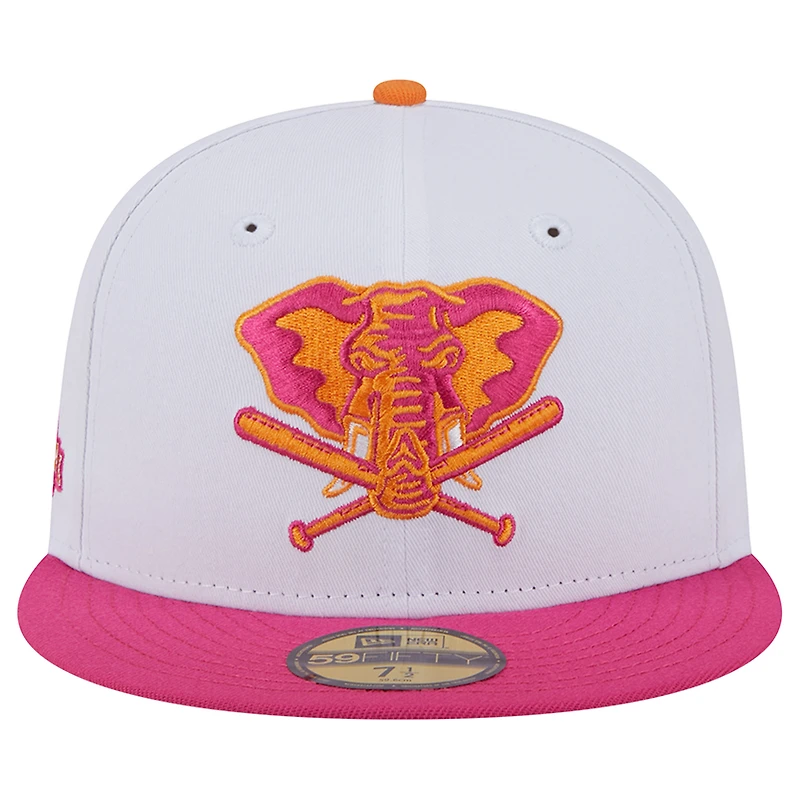 Casquette ajustée 59FIFTY pour homme New Era blanche/rose le 40e anniversaire de l'équipe des Oakland Athletics