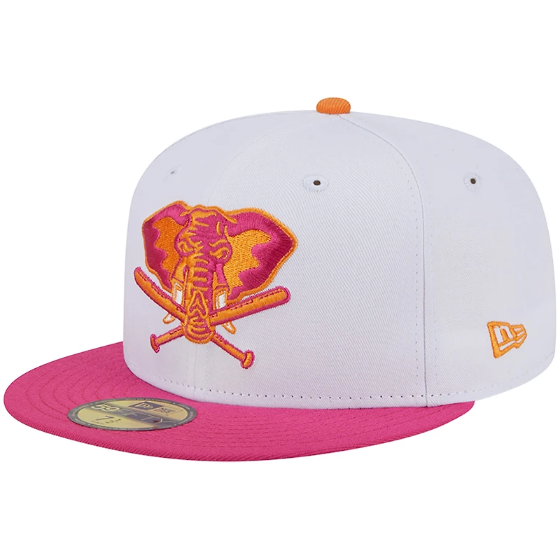 Casquette ajustée 59FIFTY pour homme New Era blanche/rose le 40e anniversaire de l'équipe des Oakland Athletics