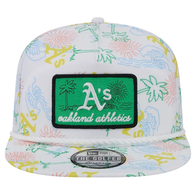 Casquette de golf à visière snapback blanche Oakland Athletics Islander pour homme de New Era