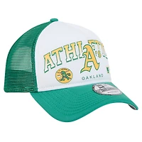 Men's New Era White Oakland Athletics Retro Wordmark 9FORTY A-Frame Trucker Adjustable Hat
