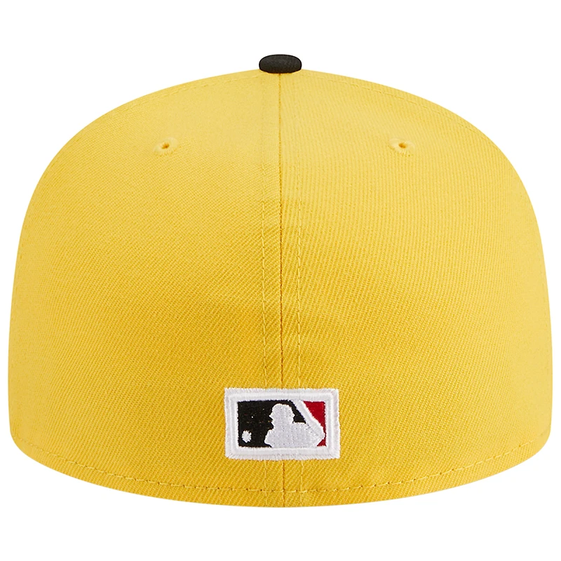Men's New Era Yellow/Black Oakland Athletics Grilled 59FIFTY Fitted Hat