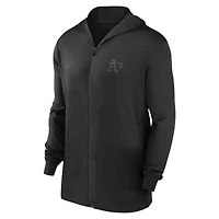 Sweat à capuche léger entièrement zippé Nike Oakland Athletics Authentic Collection Travel Performance pour homme, noir