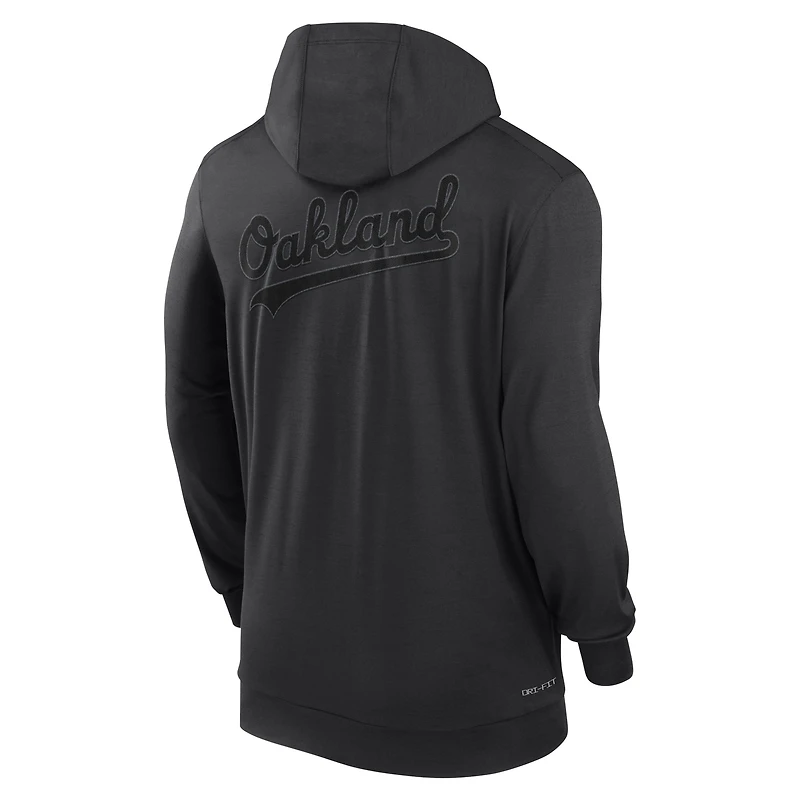 Men's Nike Black Oakland Athletics Authentic Collection Travel Performance Lightweight Full-Zip Hoodie