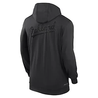 Men's Nike Black Oakland Athletics Authentic Collection Travel Performance Lightweight Full-Zip Hoodie
