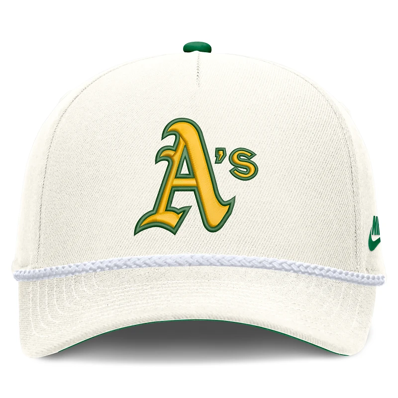 Casquette ajustable Nike Oakland Athletics Cooperstown Collection Rise couleur crème pour homme