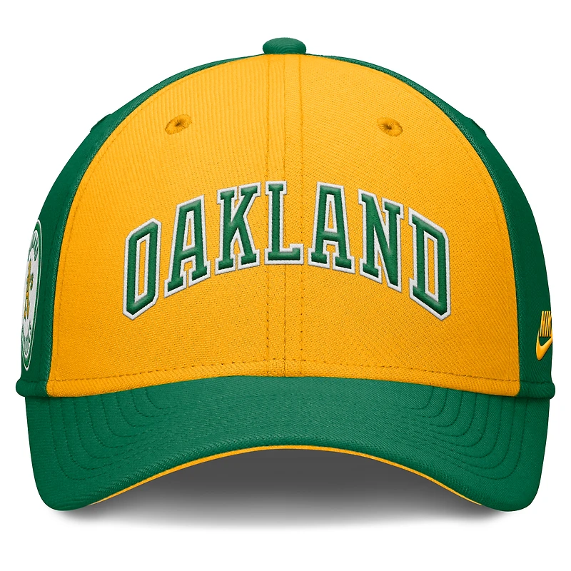 Men's Nike Green/Gold Oakland Athletics Rise Swoosh Performance Flex Hat