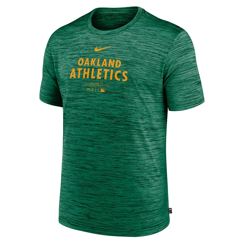 T-shirt d'entraînement Nike Oakland Athletics Authentic Collection Velocity Performance pour homme, vert