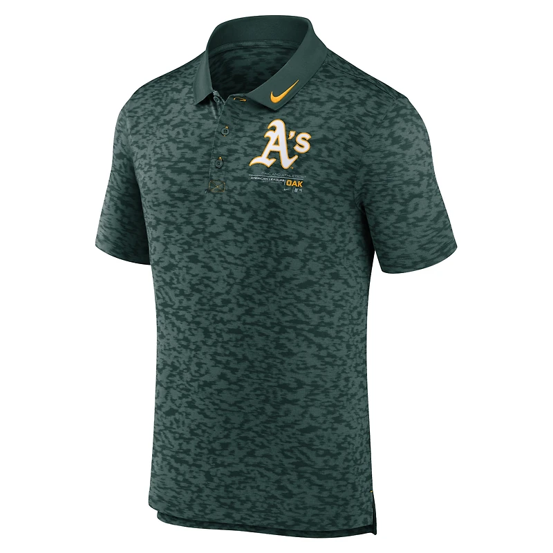 Polo Nike vert Oakland Athletics Next Level Performance pour homme