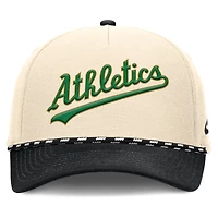 Men's Nike Natural/Black Oakland Athletics Cooperstown Collection Rise Adjustable Hat