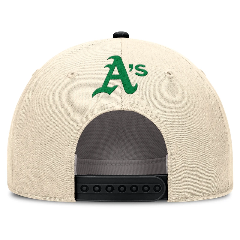 Men's Nike Natural/Black Oakland Athletics Cooperstown Collection Rise Adjustable Hat