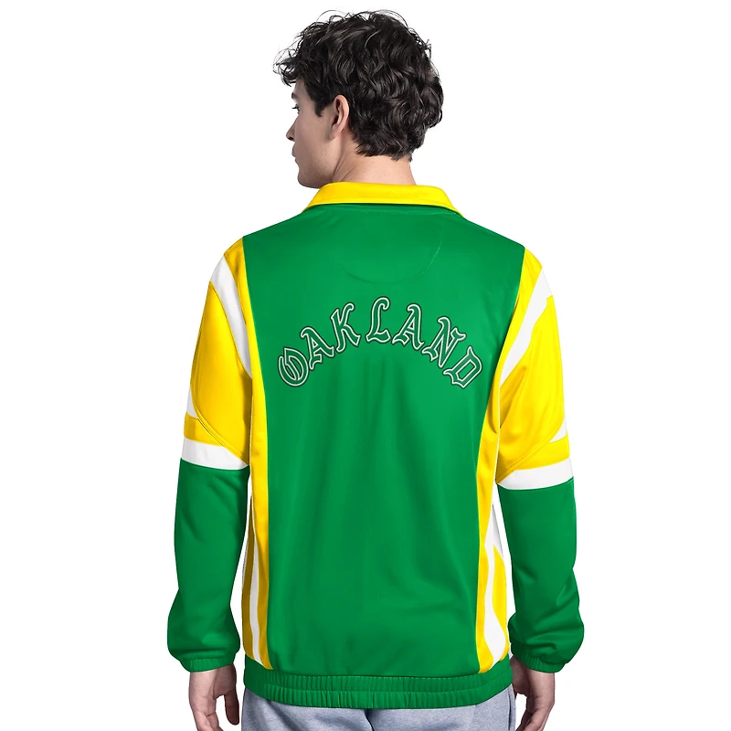 Men's Starter Green/Gold Oakland Athletics Contender Tricot Full-Zip Track Jacket