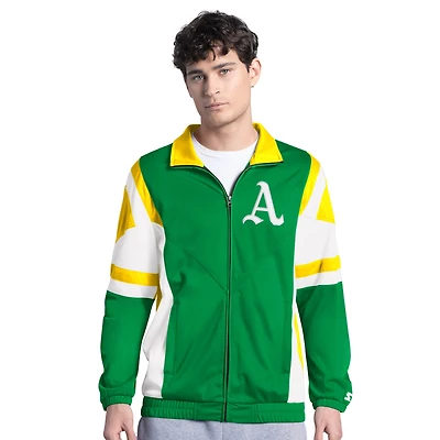 Men's Starter Green/Gold Oakland Athletics Contender Tricot Full-Zip Track Jacket