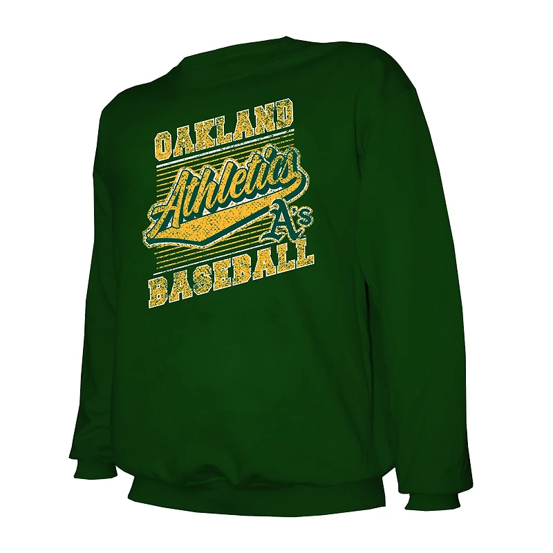 Sweat-shirt ras du cou léger vert Stitches pour homme des Oakland Athletics