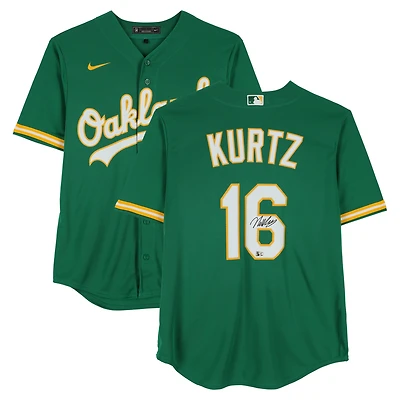 Maillot réplique vert Nike autographié de Nick Kurtz, Athletics d'Oakland