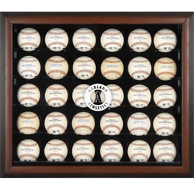 Oakland Athletics Logo Brown Framed 30-Ball Display Case