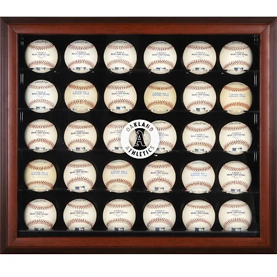 Oakland Athletics Logo Mahogany Framed 30-Ball Display Case