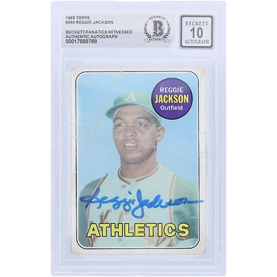 Reggie Jackson Oakland Athletics Autographed 1969 Topps #260 Beckett Fanatics Witnessed Authenticated 10 Rookie Card